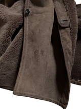 Vintage Baily's Leather Lambsuede Shearling Belted Coat S/38 Brown