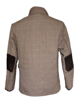 Abraham Moon Sterling Car Coat M Tan Check Quilted Wool