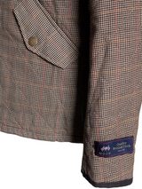 Abraham Moon Sterling Car Coat M Tan Check Quilted Wool