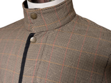 Abraham Moon Sterling Car Coat M Tan Check Quilted Wool