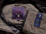 Abraham Moon Sterling Car Coat M Tan Check Quilted Wool