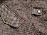 Abraham Moon Sterling Car Coat M Tan Check Quilted Wool