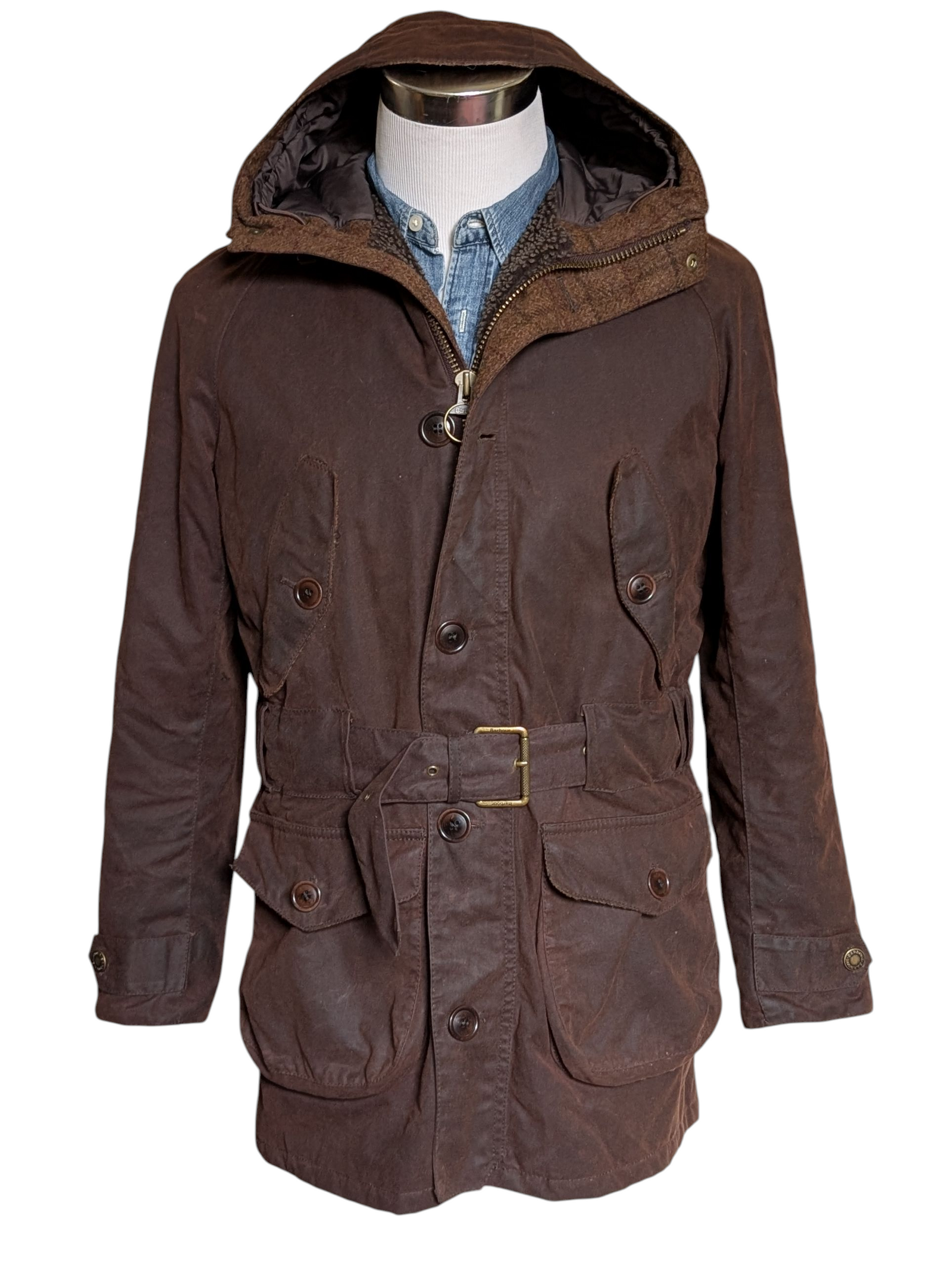 Barbour x Abraham Moon Coat S Soft Brown Wicklow Waxed Cotton