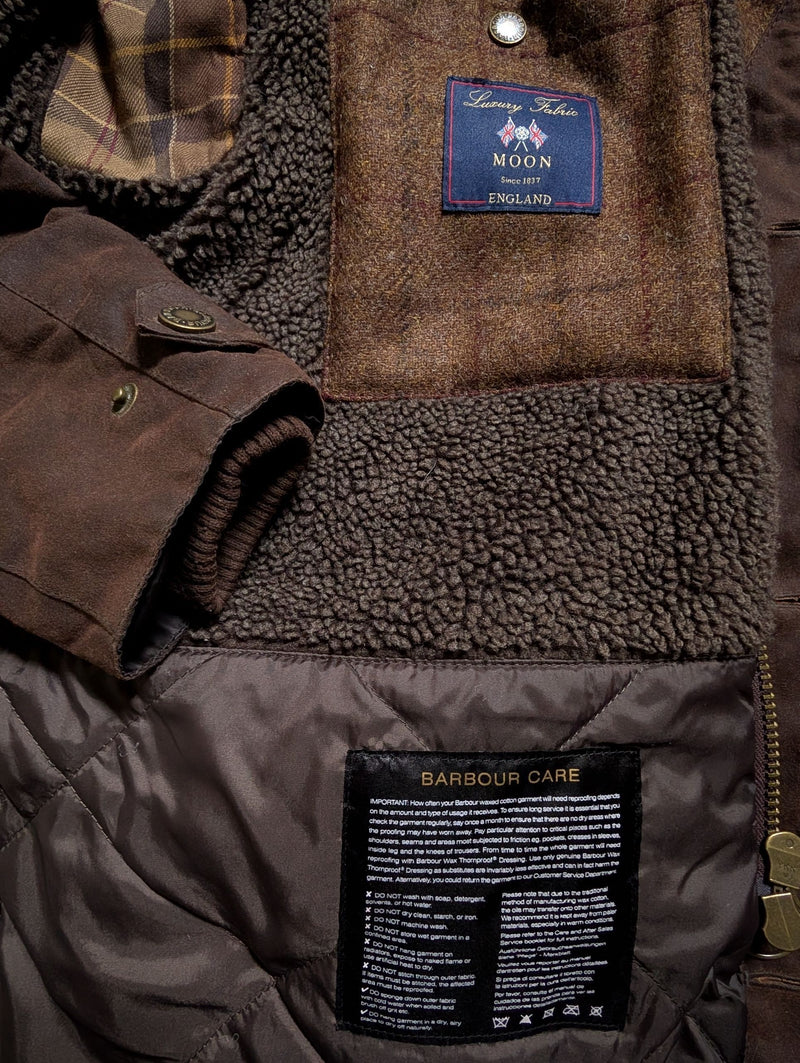 最終価格です‼️Barbour MOON 40 Barbour x Abraham Moon Coat S Soft Brown Wicklow Waxed Cotton