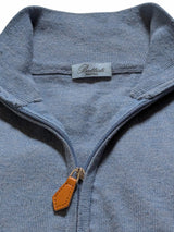 Battisti Sweater S/M Pale Blue Half Zip Cashmere/Silk