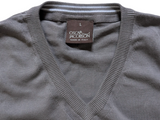 Oscar Jacobsen Sweater L Taupe Grey V-Neck Cotton Italy