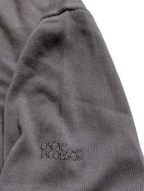 Oscar Jacobsen Sweater L Taupe Grey V-Neck Cotton Italy