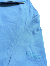 Oscar Jacobsen Sweater L Half Zip Sky Blue Cotton Italy