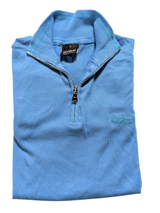 Oscar Jacobsen Sweater L Half Zip Sky Blue Cotton Italy