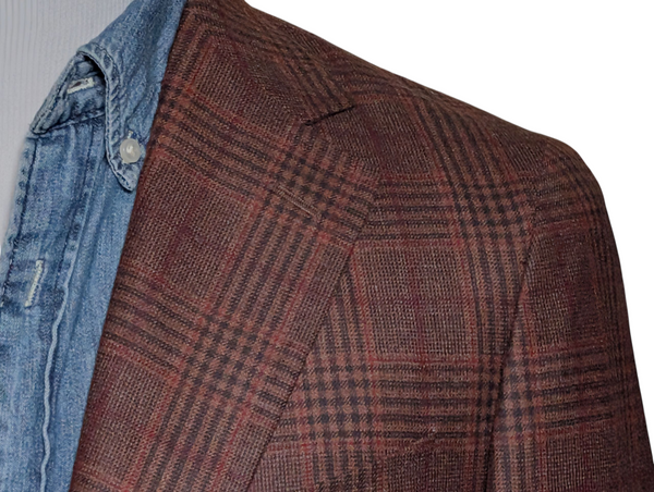 Benjamin VBC Sport Coat Brown Plaid 2-button Soft Shoulder Wool