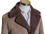 Vintage Chilkwell Leather Lambsuede Shearling Coat S/38 Mid Brown