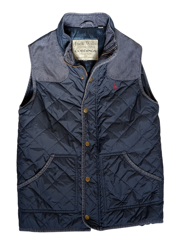 Jack Wills x Cordings Gilet/Vest S Navy Blue Quilted Nylon