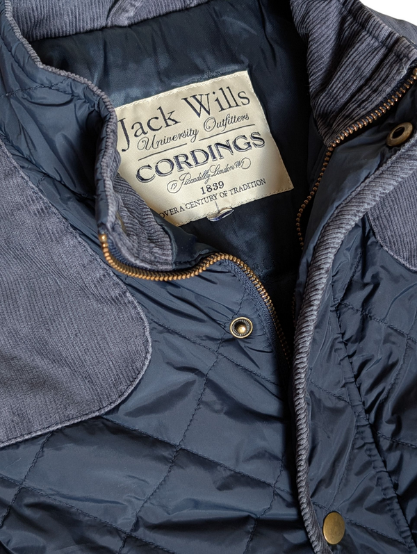 Jack Wills x Cordings Gilet/Vest S Navy Blue Quilted Nylon