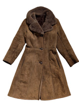 Vintage Women's Richard Draper Leather British Shearling Coat S/34 Brown