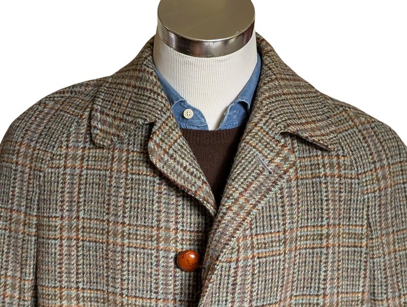 Vintage Dunn & Co. Harris Tweed Balmacaan Raglan Coat 44R-46R