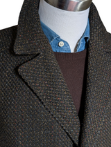 Vintage Andrew a Douglas Scotland Balmacaan Raglan Coat L/42S Dark Brown Wool Tweed