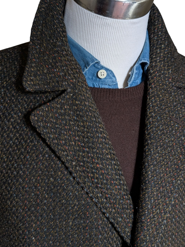Vintage Andrew a Douglas Scotland Balmacaan Raglan Coat L/42S Dark Brown Wool Tweed