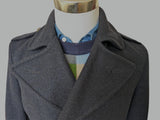 Jack Wills x Fox Bros. Pea Coat L Slim Midnight Blue Wool