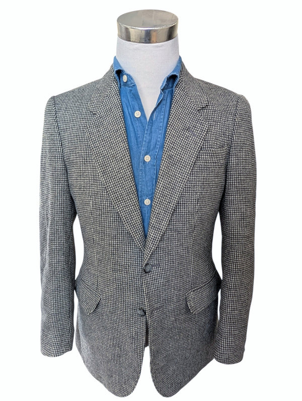 Vintage Marks & Spencer British Sport Coat 36R Grey Check 2-button Wool Tweed