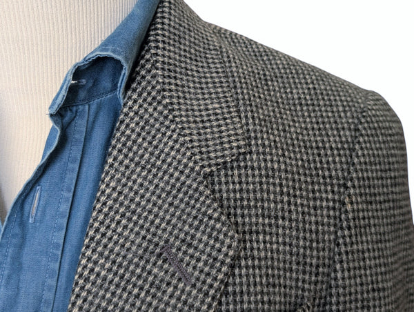 Vintage Marks & Spencer British Sport Coat 36R Grey Check 2-button Wool Tweed