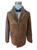 Vintage Morlands Leather Lambsuede Shearling Coat S/38 Mid Brown