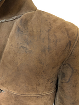 Vintage Morlands Leather Lambsuede Shearling Coat S/38 Mid Brown