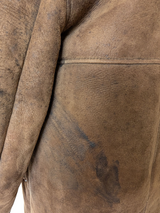 Vintage Morlands Leather Lambsuede Shearling Coat S/38 Mid Brown