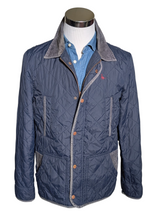 Jack Wills x Cordings Coat S/M Faded Navy Blue Quilted Nylon