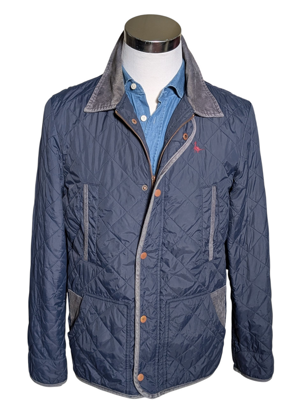 Jack Wills x Cordings Coat S/M Faded Navy Blue Quilted Nylon