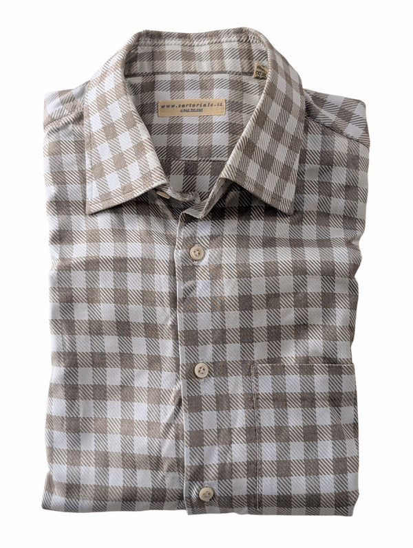 Pal Zileri Shirt Sartoriale XXL/18 Tan Check Luxe Cotton