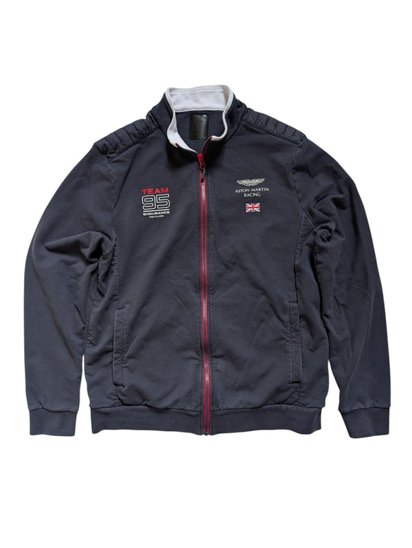 Hackett Aston Martin Zip Cardigan Jacket M Navy Blue GB Union Jack Cotton