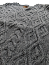 Barbour Sweater M Grey Lattice Cable Knit Wool
