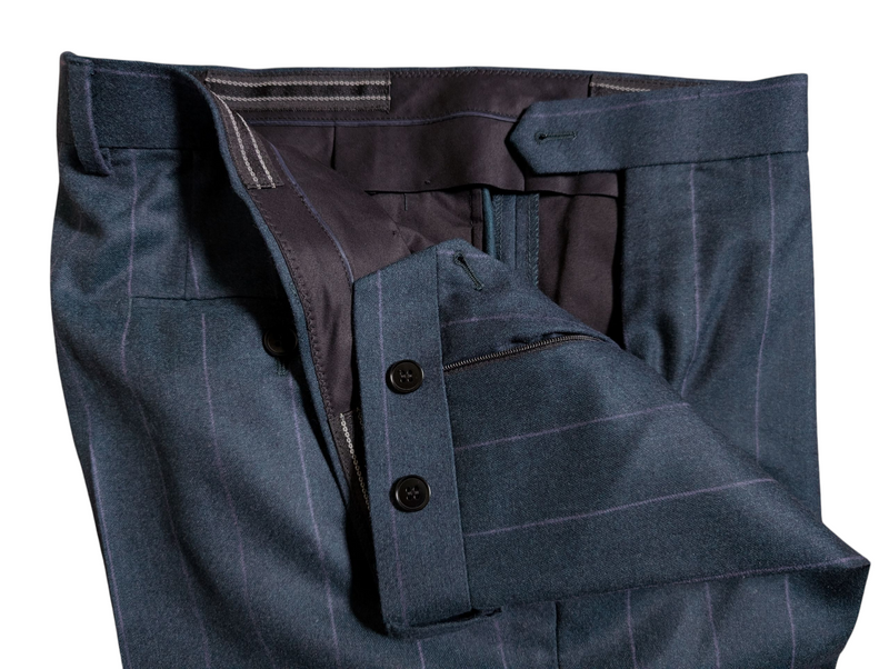 Benjamin VBC Suit Teal Blue Striped 2-button Peak Wool Doeskin