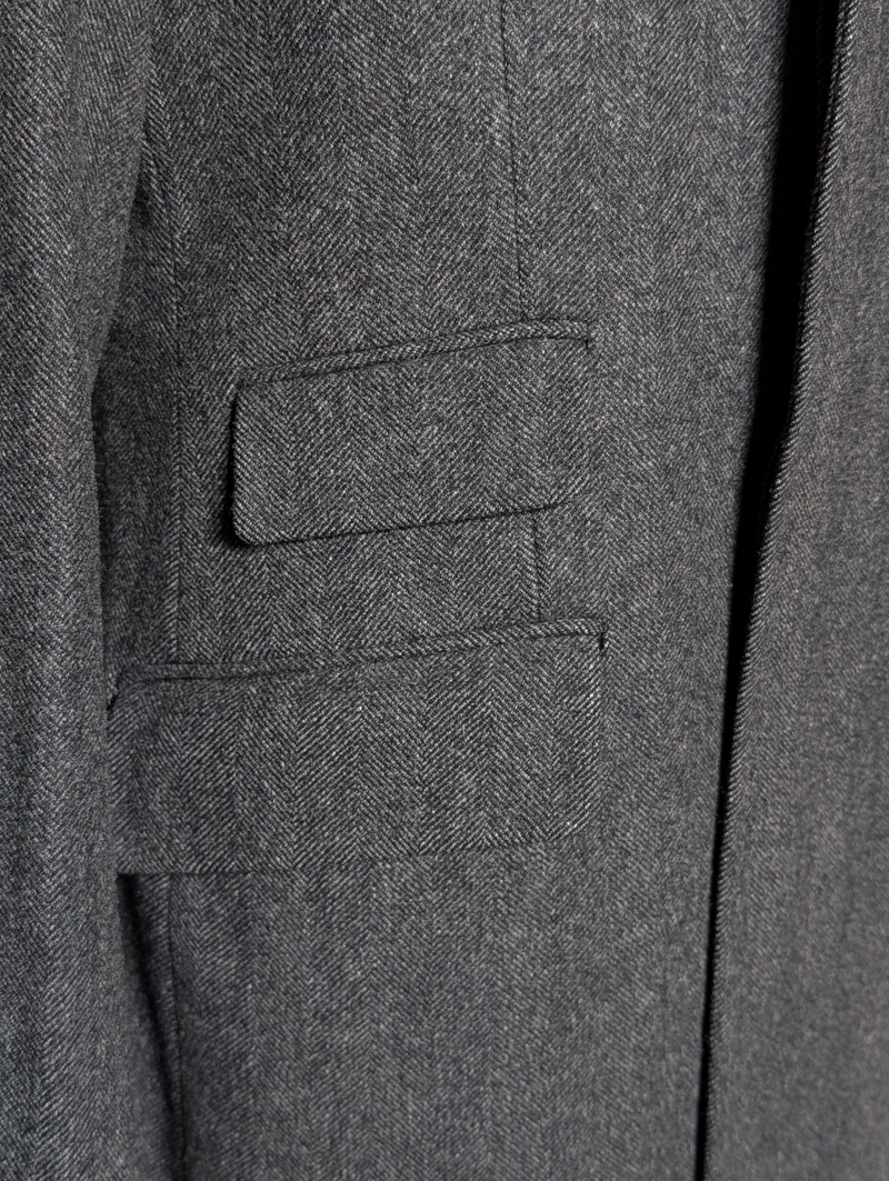 Abraham Moon Coat S/38 Grey Herringbone Wool Tweed