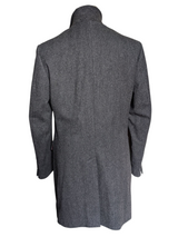 Abraham Moon Coat S/38 Grey Herringbone Wool Tweed