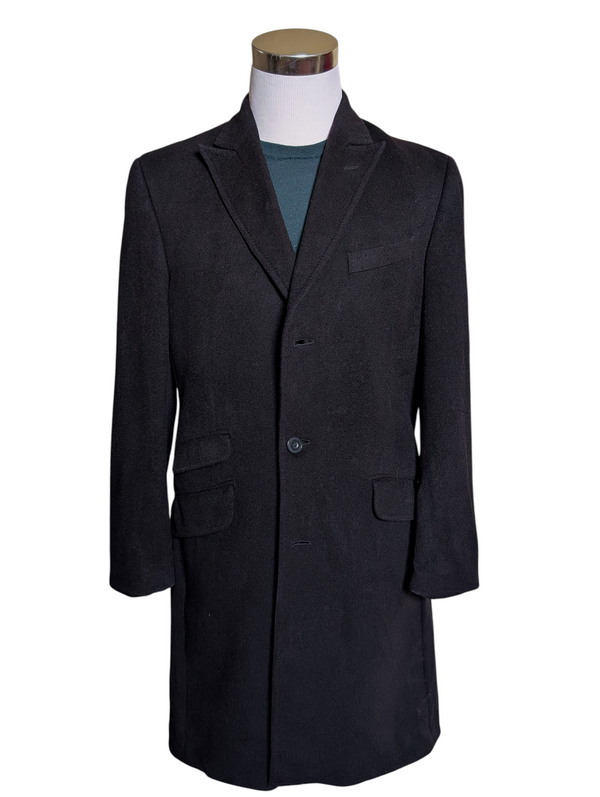 Jaeger Coat S/38R Black Peak Lapel Pure Cashmere