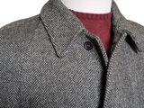 Vintage Burton Belted Balmacaan Raglan Coat S/38R Charcoal Herringbone Heavy Wool
