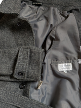 Vintage Burton Belted Balmacaan Raglan Coat S/38R Charcoal Herringbone Heavy Wool
