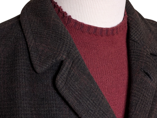 Vintage John Collier Balmacaan Raglan Coat 40R/42R Charcoal Plaid Pure Heavy Wool