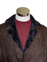 Vintage Richard Draper Leather British Shearling Coat 40/M Chocolate Brown