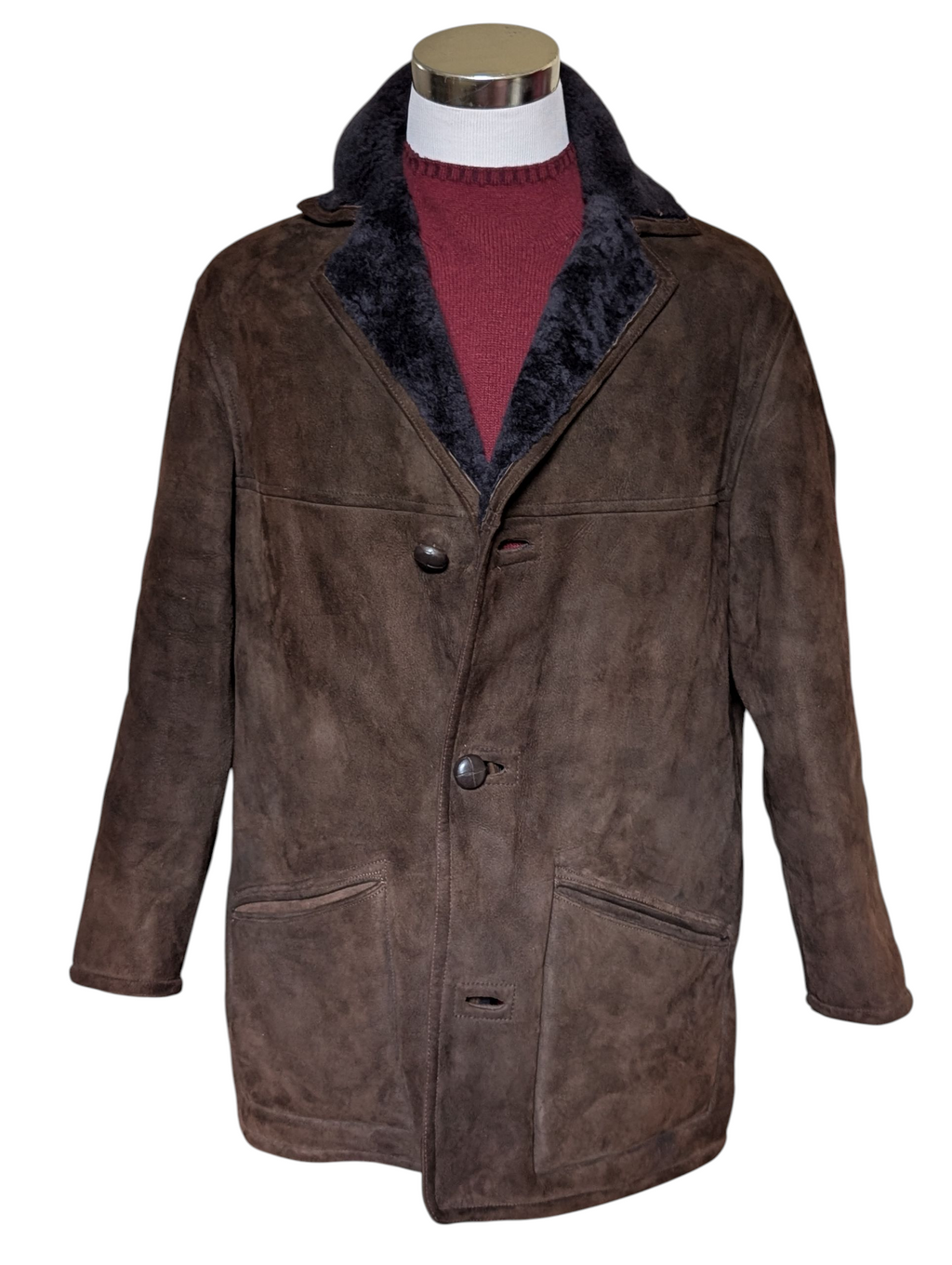Vintage Richard Draper Leather British Shearling Coat 40/M Chocolate B ...