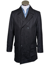 John Richmond DB Long Pea Coat M/40R Black Wool