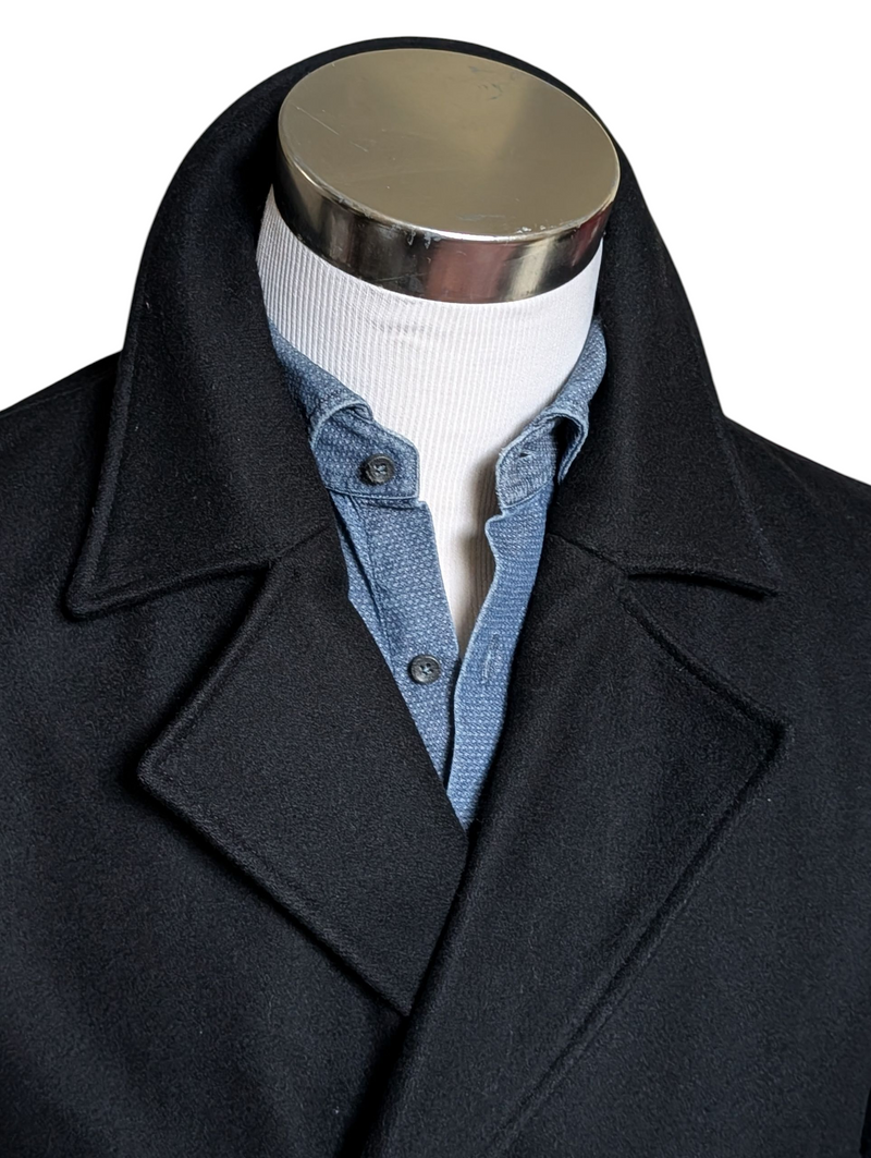 John Richmond DB Long Pea Coat M/40R Black Wool