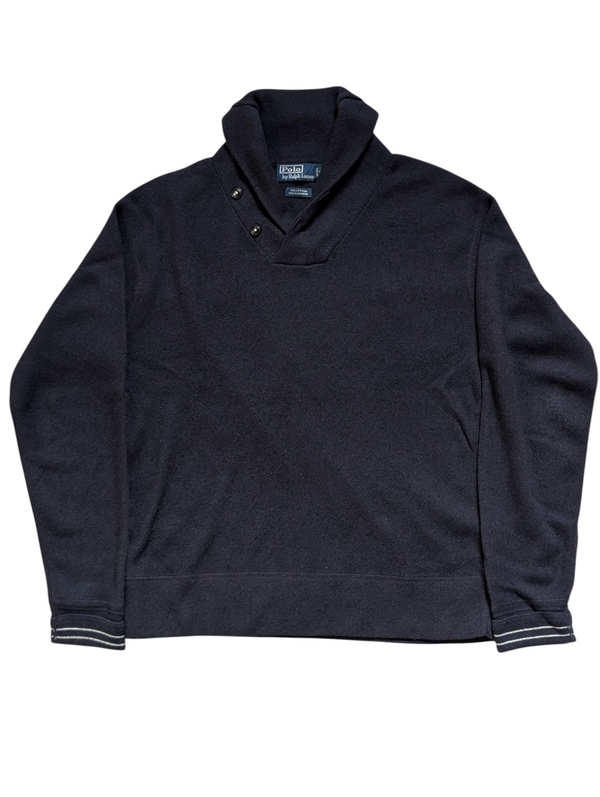 Ralph Lauren Shawl Collared Sweater Navy Blue L Cotton/Cashmere