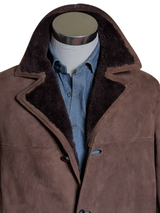 Vintage Baily's Leather Lamb Shearling Coat M/40 Soft Brown 3-Button