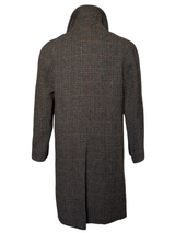 Vintage Dunn & Co. Harris Tweed Balmacaan Raglan Coat 38R Greenish Brown Plaid wool