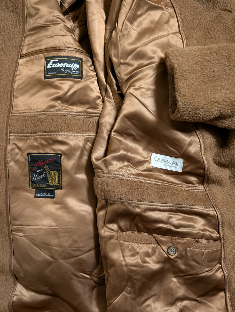 Vintage Odermark Raglan Coat L/42R Dark Camel Heavy Alpca/Wool