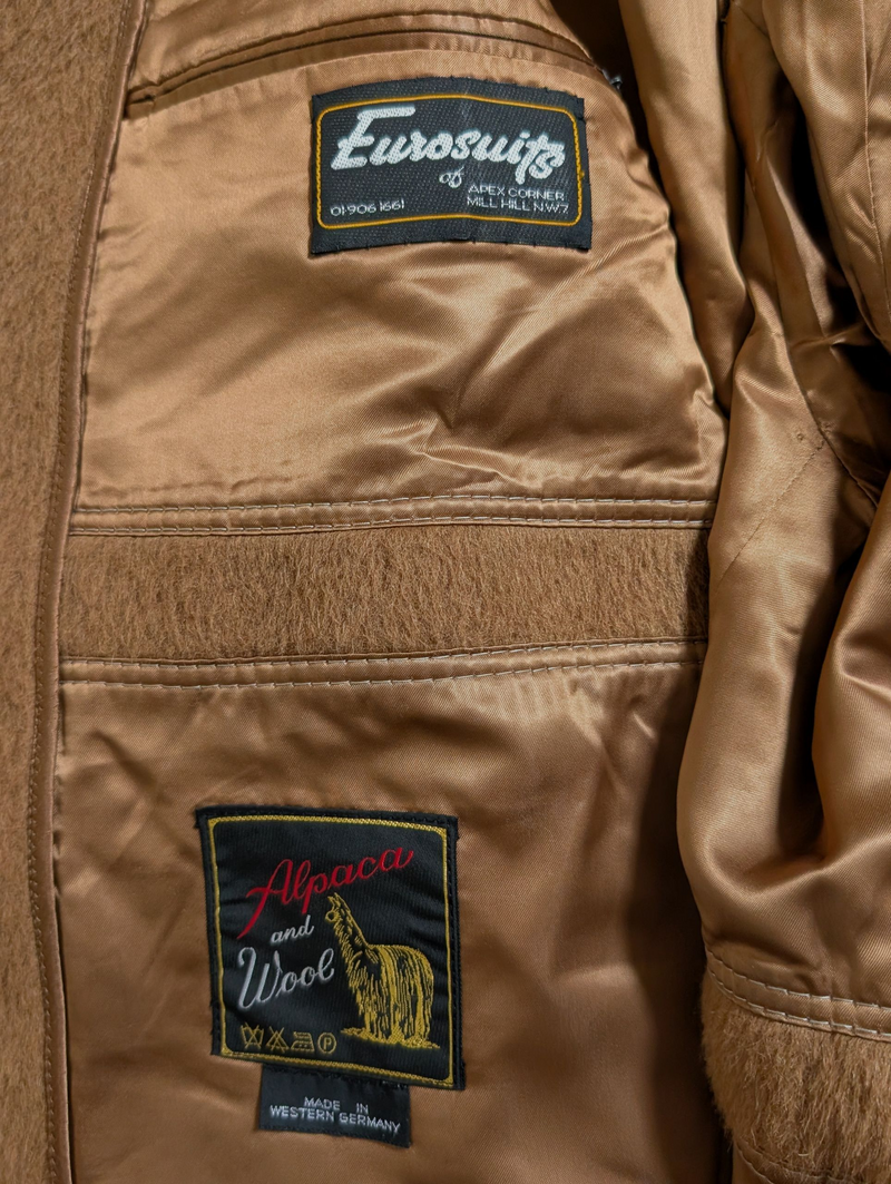 Vintage Odermark Raglan Coat L/42R Dark Camel Heavy Alpca/Wool