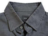 Hugo Boss Shirt 16/41 Charcoal Herringbone Cotton/Cashmere