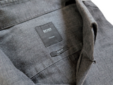 Hugo Boss Shirt 16/41 Charcoal Herringbone Cotton/Cashmere